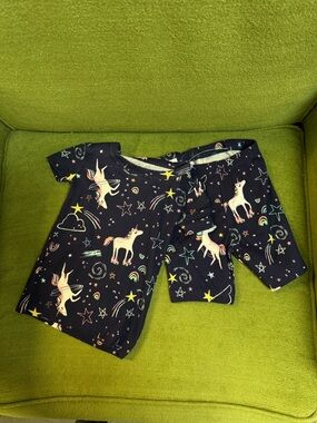 Girls' Navy Unicorn Print Pajama Set NWOT